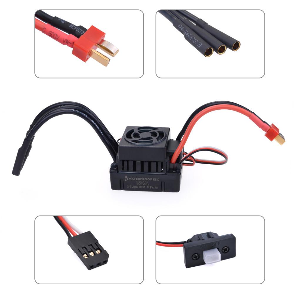 Động Cơ Không Chổi Than F540 3300KV 4370KV Đường Kính 3.175Mm ESC 60A Cho Xe Điều Khiển Từ Xa Traxxas Axial Redcat HSP 1 / 10 1 / 14
