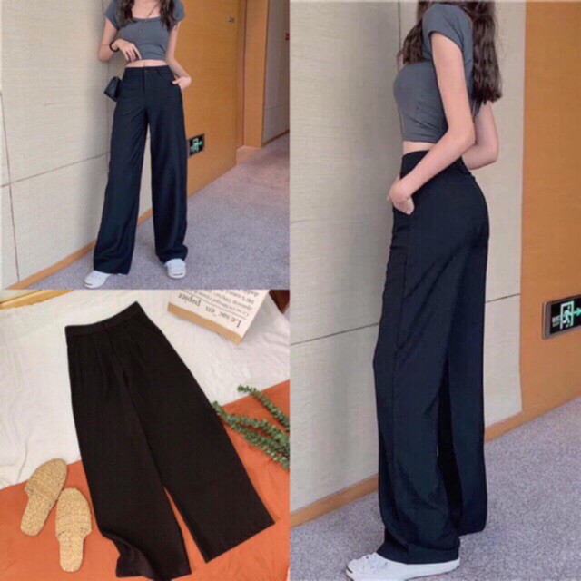 Quần Ống Suông Nữ CẠP CAO Madela , Quần Ống Rộng Loe Nữ KHÓA TRƯỚC CÓ CÚC - QOS04 | BigBuy360 - bigbuy360.vn