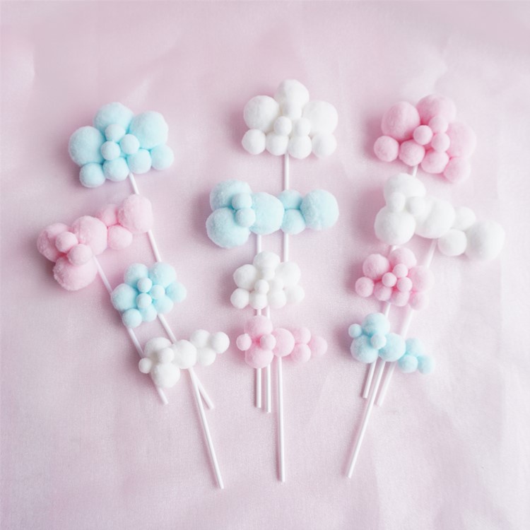 Phụ kiện trang trí bánh kem hình đám mây bằng cotton 3D nhiều màu sắc