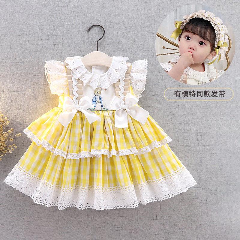 Đầm Công Chúa Tay Ngắn Họa Tiết Kẻ Sọc In Hình Thỏ Peter Phong Cách Lolita Mùa Hè Cho Bé Gái