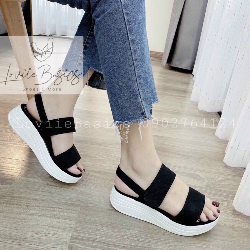 SANDAL ĐẾ XUỒNG LOVIIE BASICS 5 PHÂN -GIÀY SANDAL NỮ ĐẾ BÁNH MÌ QUAI NGANG HỌC SINH S210507