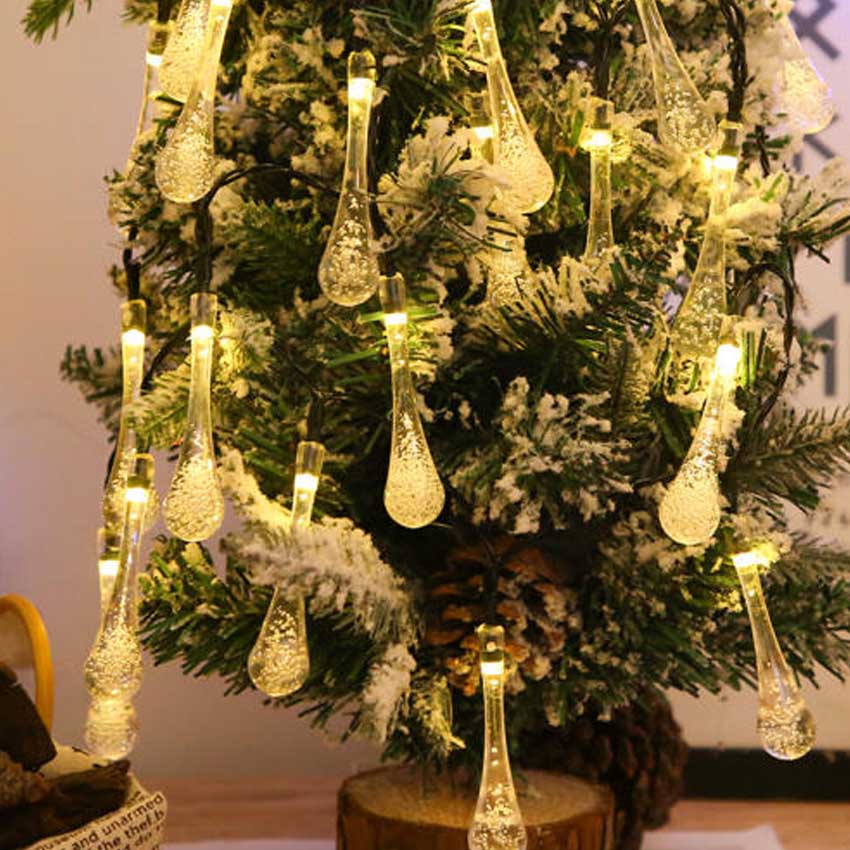 [1 bộ 8-10 mét] Dây đèn led trang trí nhấp nháy màu vàng/nhiều màu hình giọt nước chống nước. Dây đen, hàng đẹp