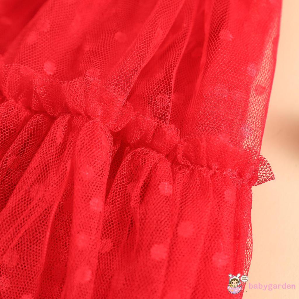 Đầm Chữ A Không Tay Phối Bèo Nhún Đính Kim Sa / Chấm Bi Xinh Xắn Cho Bé Gái 6 Tháng - 4 Tuổi 6 Tháng Tuổi