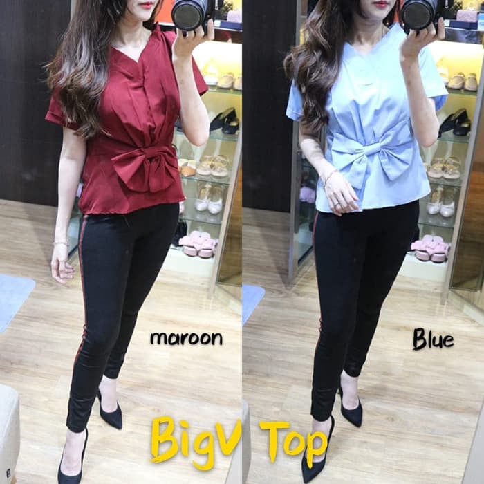 (Big Vc) Áo Blouse Nữ Màu Xanh navy / Son Dưỡng / Hạt Dẻ / Xanh Dương Cho Nữ