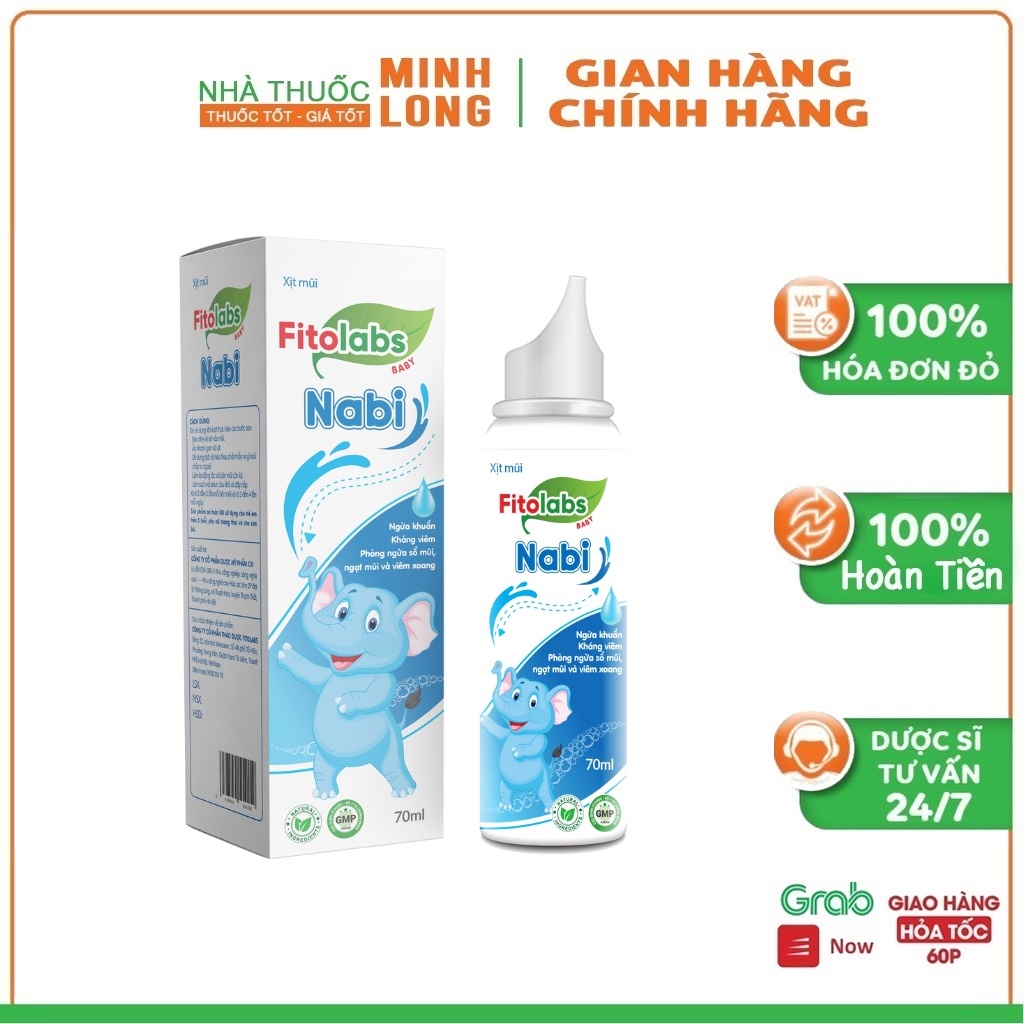 Xịt Mũi Fitolabs Nabi Vệ Sinh Mũi Hằng Ngày Giúp Thông Thoáng, Giảm Khô Và Nghẹt Mũi Lọ 70ml