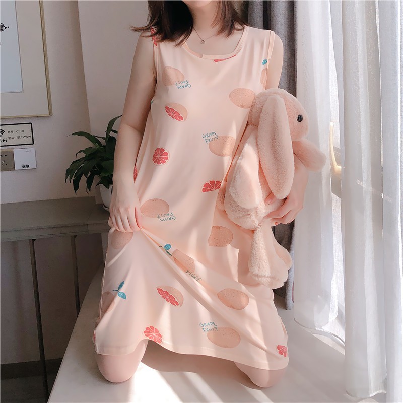 Váy Ngủ Ba Lỗ Sát Nách Kèm Bra Lót Mút Dễ Thương- DN013 | BigBuy360 - bigbuy360.vn