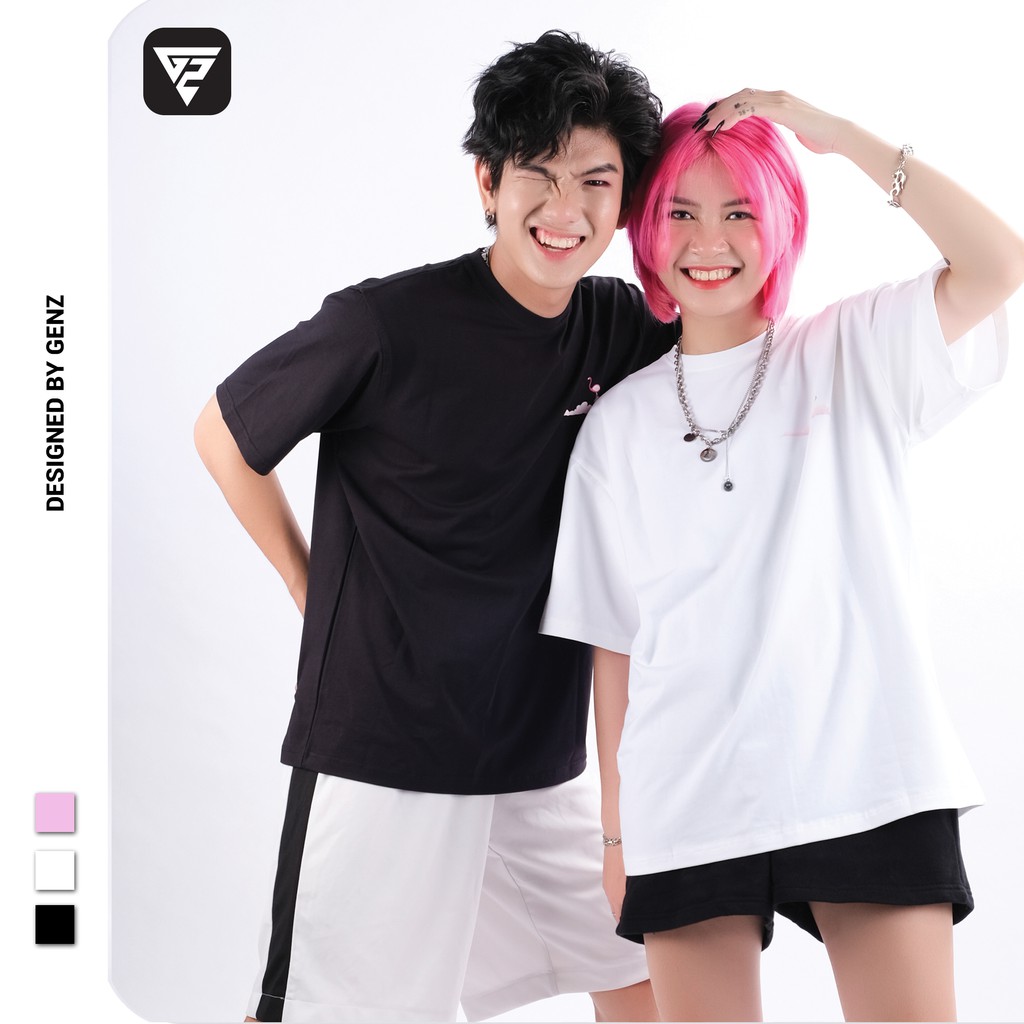 Áo thun tay lỡ GENZ phông Unisex nam nữ Cotton oversize form rộng Summer Flamingo