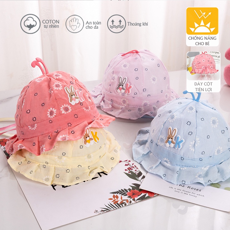 Mũ em bé gái sơ sinh thiết kế rộng vành mềm phong cách đáng yêu, chất cotton tự nhiên thoáng khí, mềm mát PocoHome