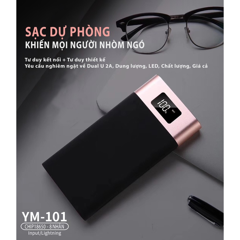 Pin Sạc Dự Phòng YM101 20000mAh Dung Lượng Khủng High speed sạc nhanh, Màn hình Đèn LEDLithium Polymer chí