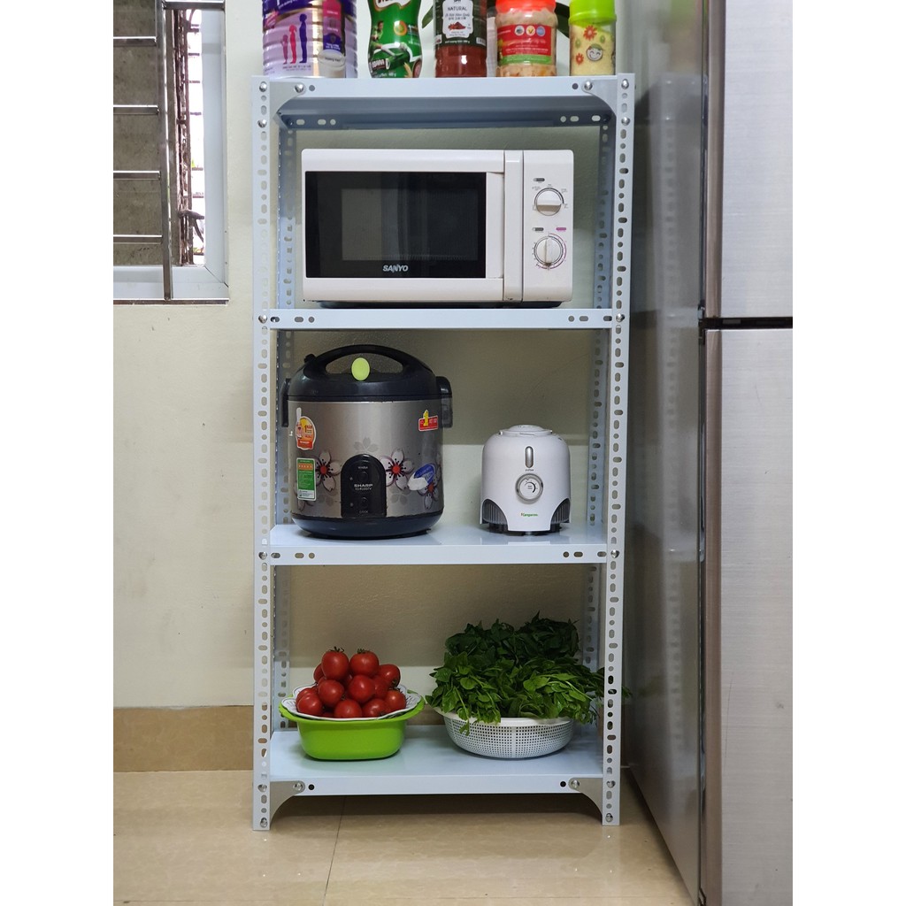 Kệ sắt v lỗ trưng bày lắp ghép đa năng, kệ kho hàng gia dụng 3, 4, 5, 6 tầng .Kt : Dài 100cm, Rộng 40cm