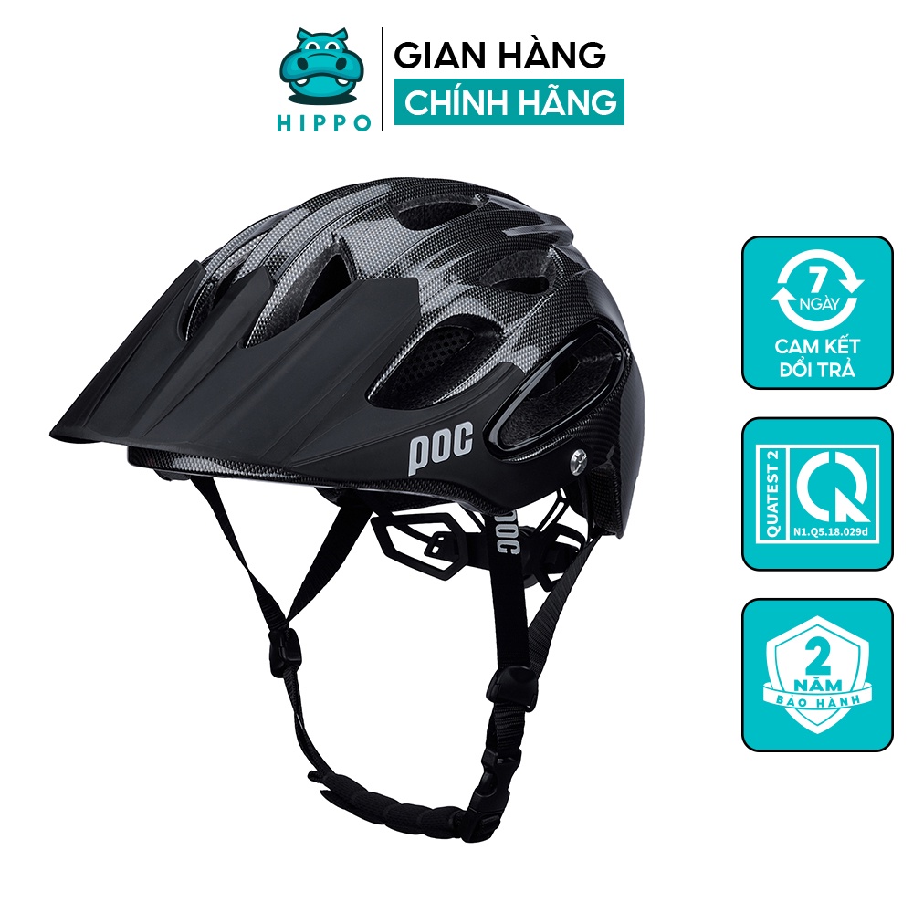 Mũ bảo hiểm xe đạp thể thao chuyên nghiệp Poc 07 siêu nhẹ carbon màu đen bóng - HIPPO HELMET