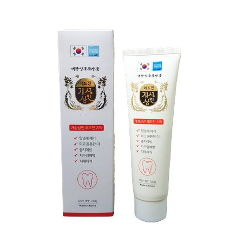 [ Giá Sỉ ] Kem Đánh Răng Hồng Sâm Hàn Quốc, Tuýp Màu Trắng 120g, Giúp Răng Luôn Chắc Khỏe Trắng Sáng