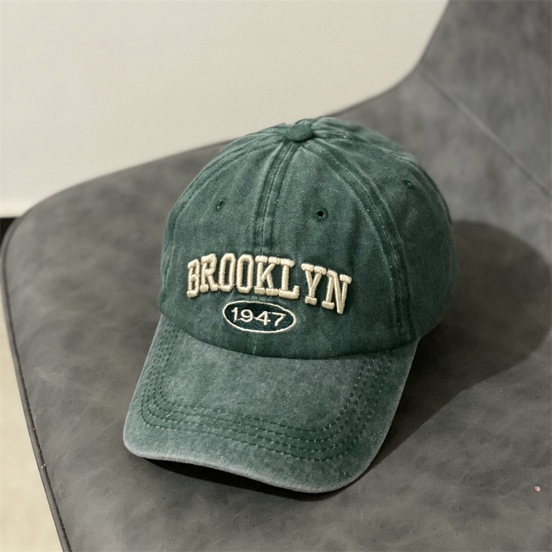 Mũ Lưỡi Trai Mềm Mại Thêu Chữ Phong Cách Retro Mỹ