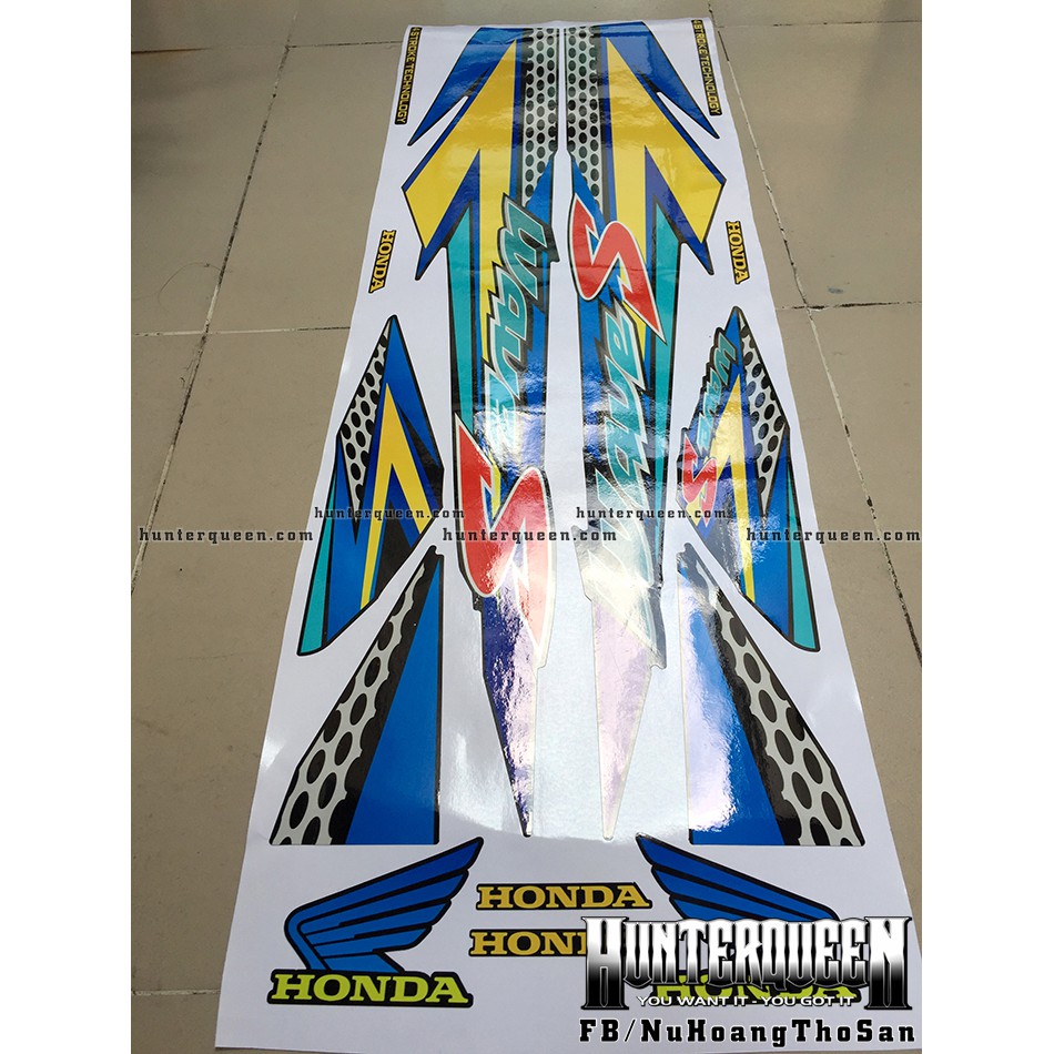 Tem rời dán xe WAVE đời đầu màu đen. Sắc màu nổi bật, chống nước, làm theo yêu cầu