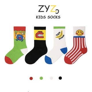 Set 4 Đôi Tất Cotton Thấm Hút Mồ Hôi Cho Bé 3-12 Tuổi