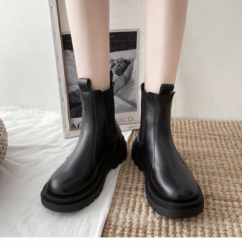 Boots cổ ngắn ulzzang không dây đế cao 4cm | BigBuy360 - bigbuy360.vn