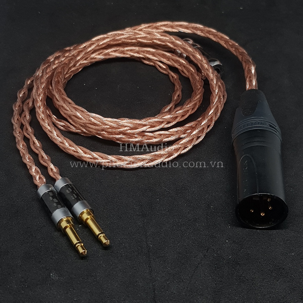 Dây tai nghe đồng 7NOCC Litz 23AWG 1.25mm tết 8 - Connector Hifiman Dual 3.5mm