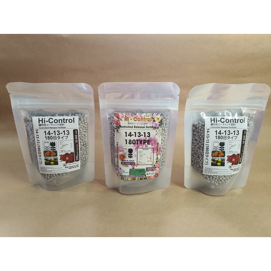 Phân chì tan chậm Nhật Bản NPK 14-13-13 Hi Control có kiểm soát dùng cho cây cảnh trong nhà và ngoài trời