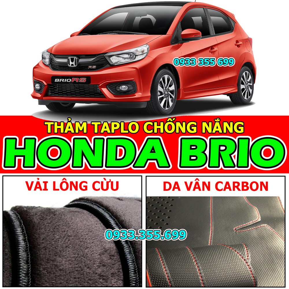 Thảm Taplo HONDA BRIO bằng Nhung lông Cừu, Da vân Carbon, Da vân Gỗ 2019 2020 2021 2022