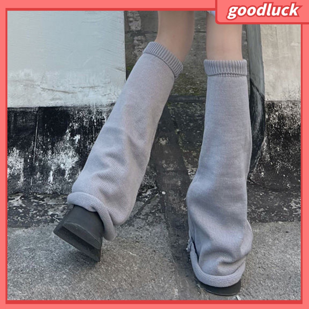 1 Đôi Tất Dệt Kim Ống Rộng Màu Trơn Giữ Ấm Chân Mùa Thu Đông Phong Cách Nhật Bản Cho Nữ