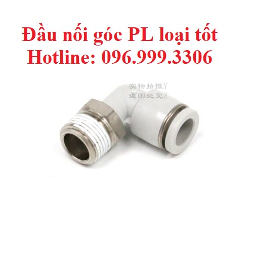 |HÀNG XỊN| Đầu nối góc PL Inox màu trắng loại tốt ren ngoài khí nén, phun sương giá sỉ