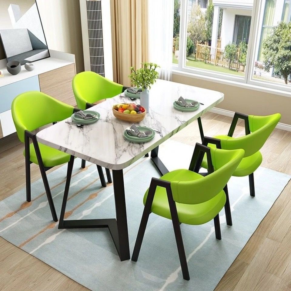 Bộ bàn ghế kết hợp ăn kiểu Bắc Âu cho căn hộ nhỏ đơn giản thuê nhà hình chữ nhật
