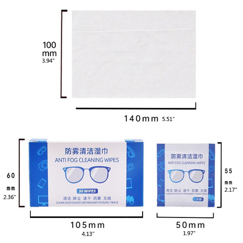 Set 50 miếng lau kính chống sương mù dùng một lần tiện lợi