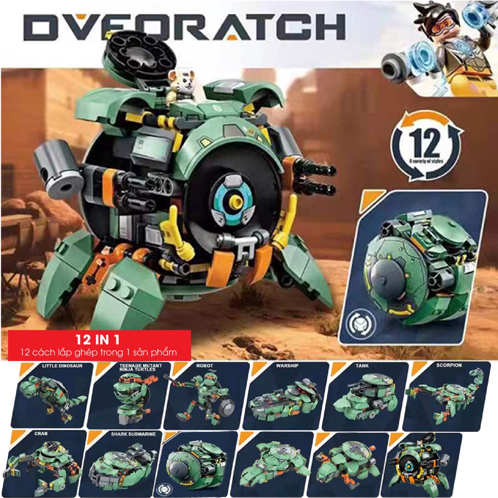 Đồ Chơi Lắp Ráp verwatch Mô Hình Wrecking Ball (Hammond) Chuột Hamster, Người Sắt, Đội Trưởng Mỹ 12in1