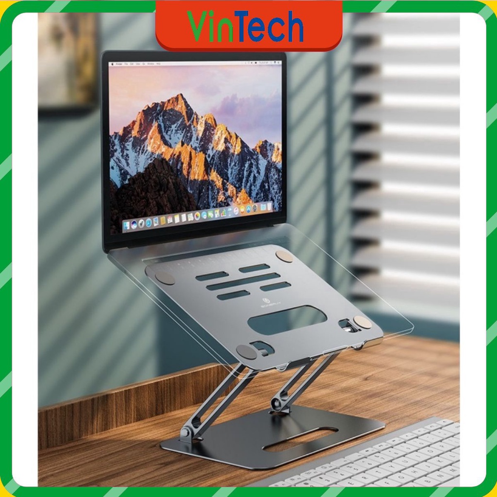 P43 - Kệ Giá Đỡ Laptop Macbook Nhôm Cao Cấp Xếp Gọn, Điểu Chỉnh Độ Cao Lên Xuống Thoải Mái.