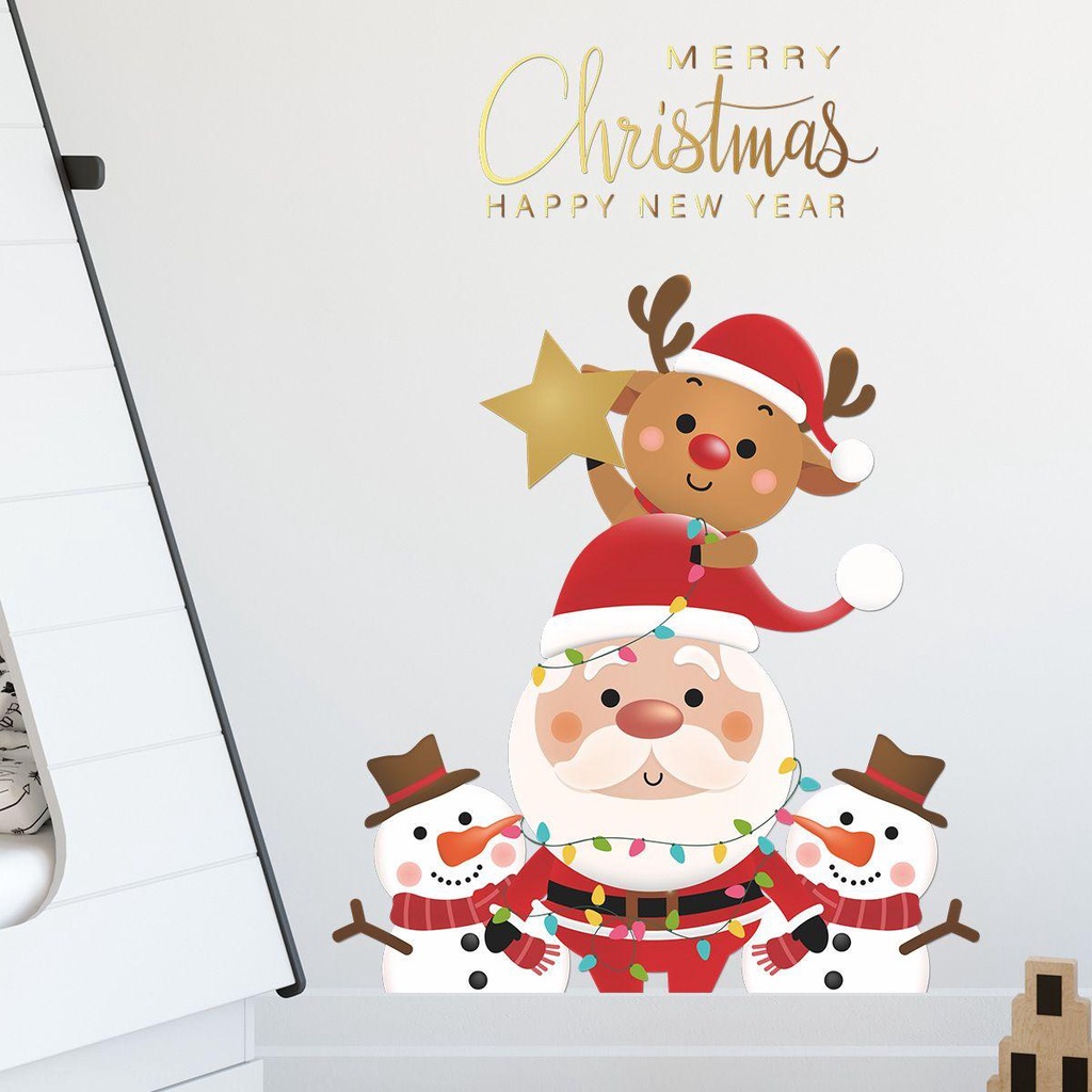Giấy Dán Tường Trang Trí Nhà Cửa Hình Ông Già Noel Hoạt Hình