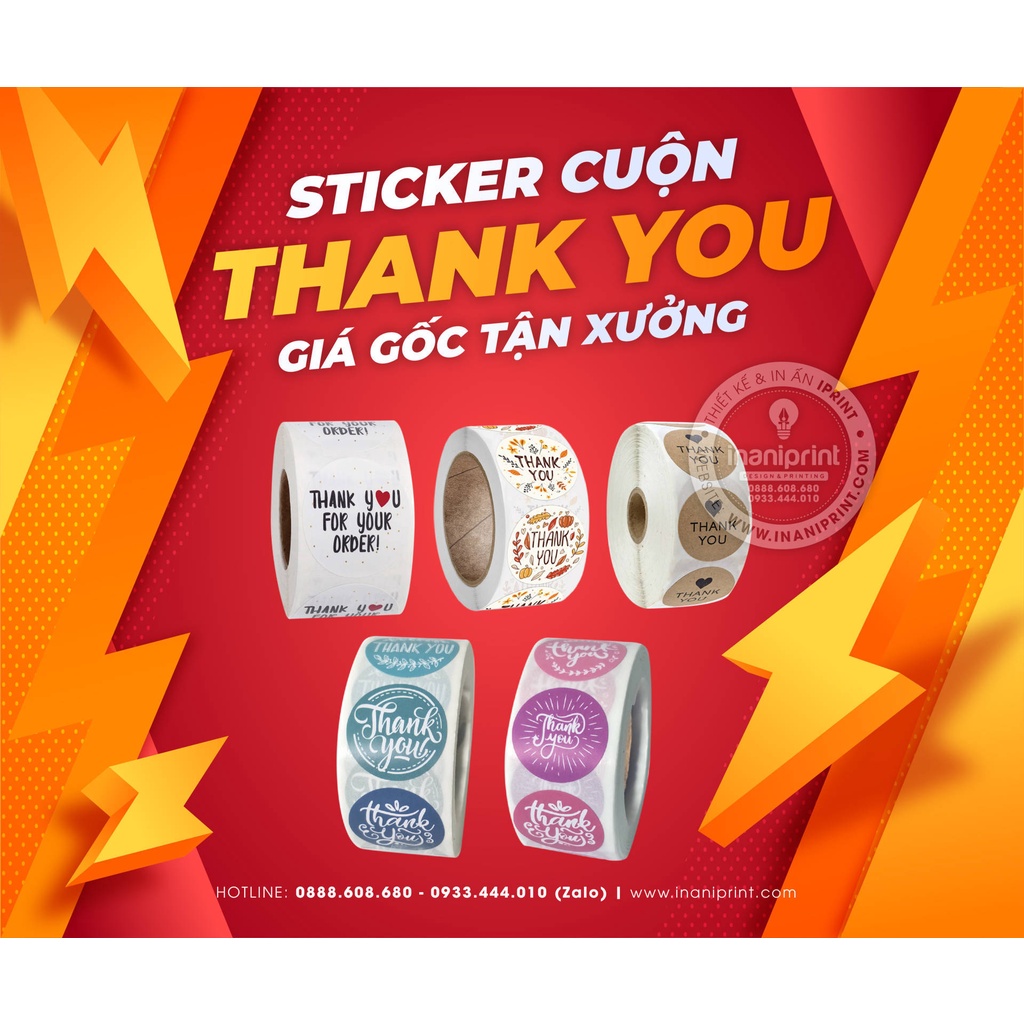 STICKER CUỘN 500 TEM - STICKER CẢM ƠN DÀNH CHO SHOP BÁN HÀNG - STICKER CUTE