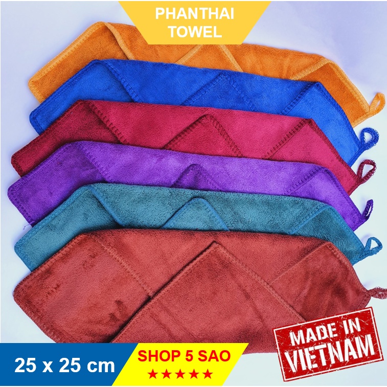 [KHĂN VUÔNG MÓC TREO] lau đa năng dành cho ô tô, xe máy, bàn kính Sợi microfiber 25x25cm #khanlau #khandanang