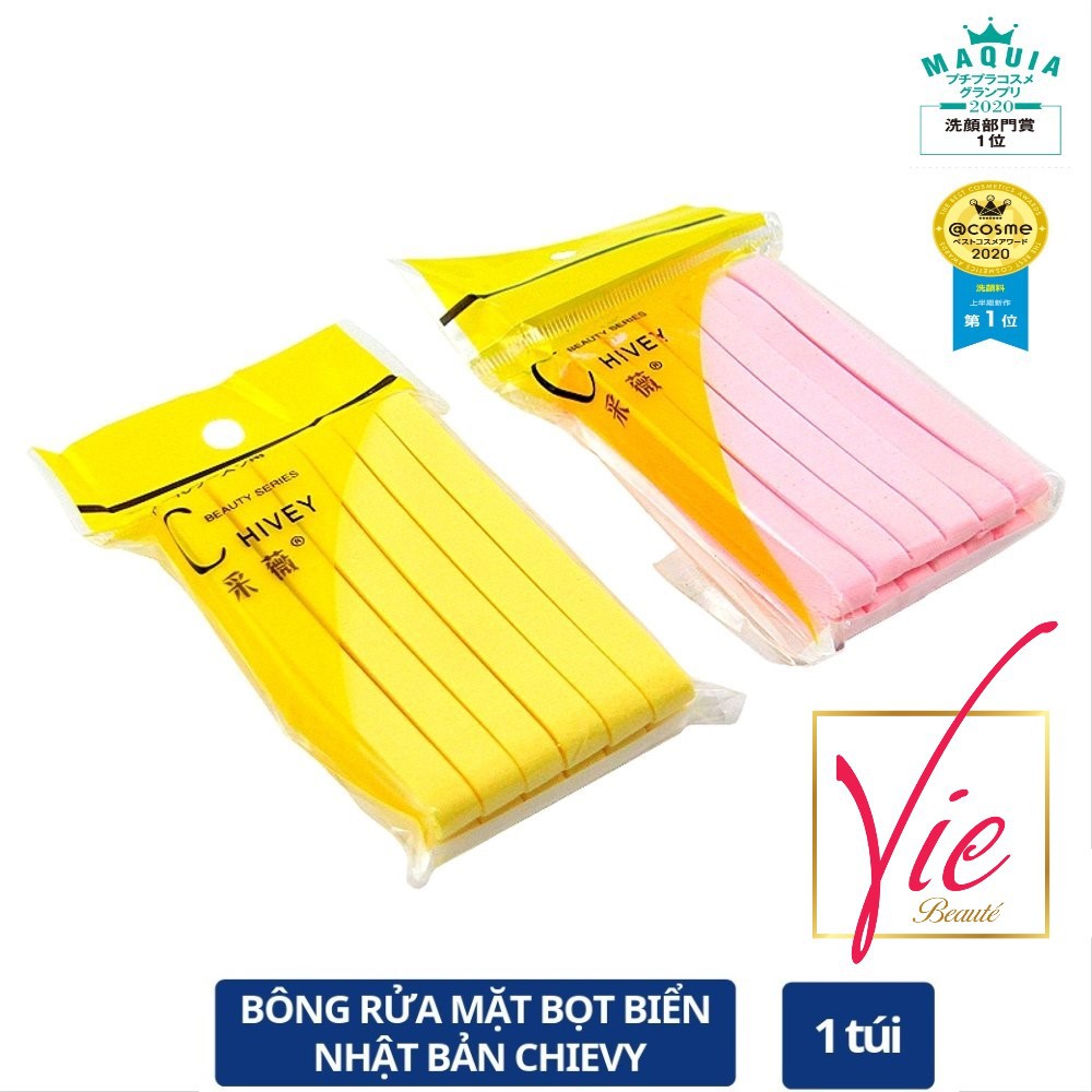 Bọt biển Chivey rửa mặt - Bông nở rửa mặt Chivey (Bịch 12 miếng)