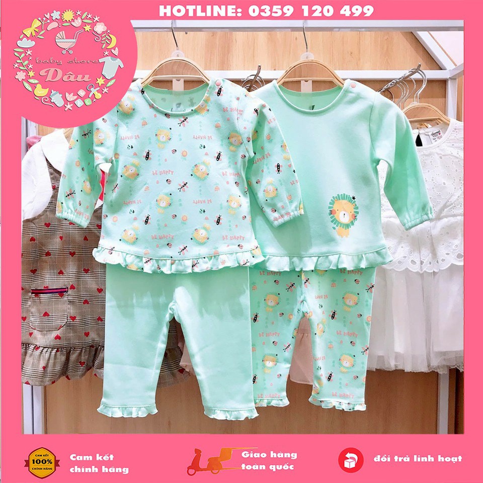 Xả hàng set dài tay thu đông LULLABY bé gái siêu rẻ - vải cotton dày dặn - size ừ 3 tháng đến 4 tuổi