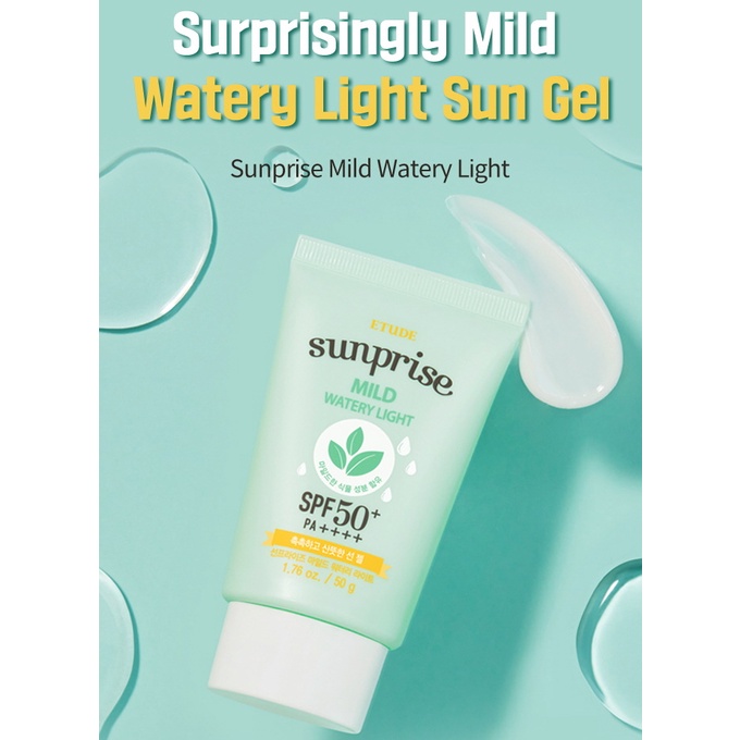 Gel sữa chống nắng dịu nhẹ Etude Sunprise Mild Suncreen SPF50+ PA++++ 50g mát dịu thấm nhanh và mỏng nhẹ