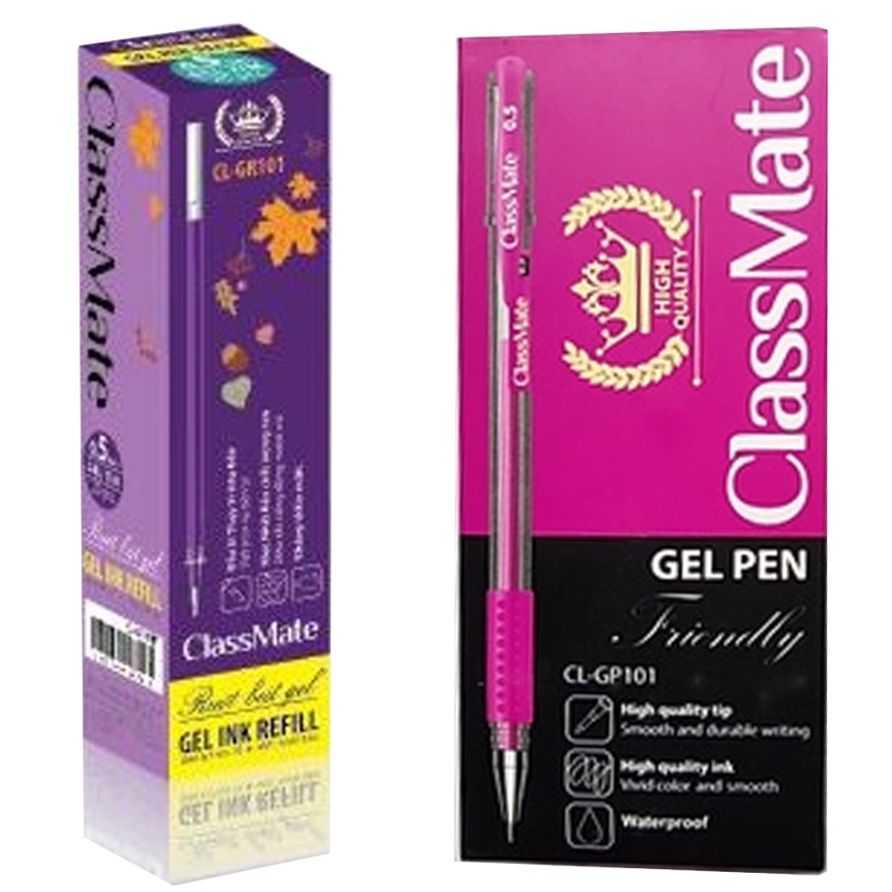 Combo 2 Hộp 12 Bút Bi Nước Class Mate CLGP101 Và 20 Pcs Ruột Bút Gel Ngòi 0.5 Hải Hà GR101 Đầu Bi Thụy Sĩ Mực Nhật Bản