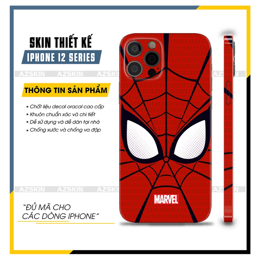 Miếng Dán Skin Spider Man Dành Cho IPhone 12 Mini/12/12Pro/12 Pro Max|SK_IPDA05| Film Cao Cấp Nhập Khẩu, Dễ Dán Tại Nhà