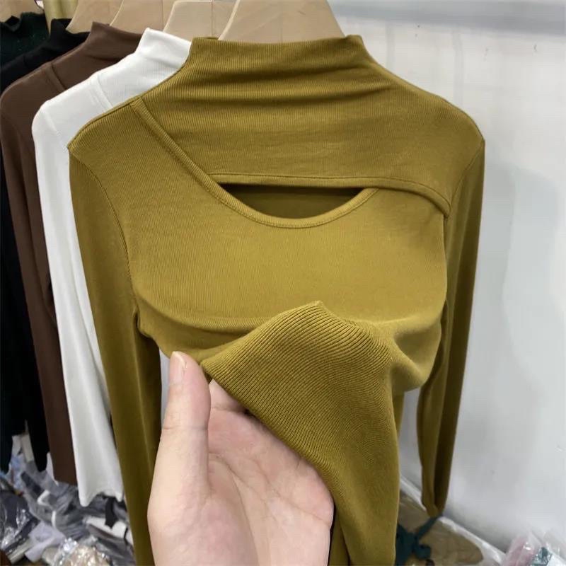 Áo len kiểu khoét ngực chất len vân gỗ/ nỉ dày dặn full size