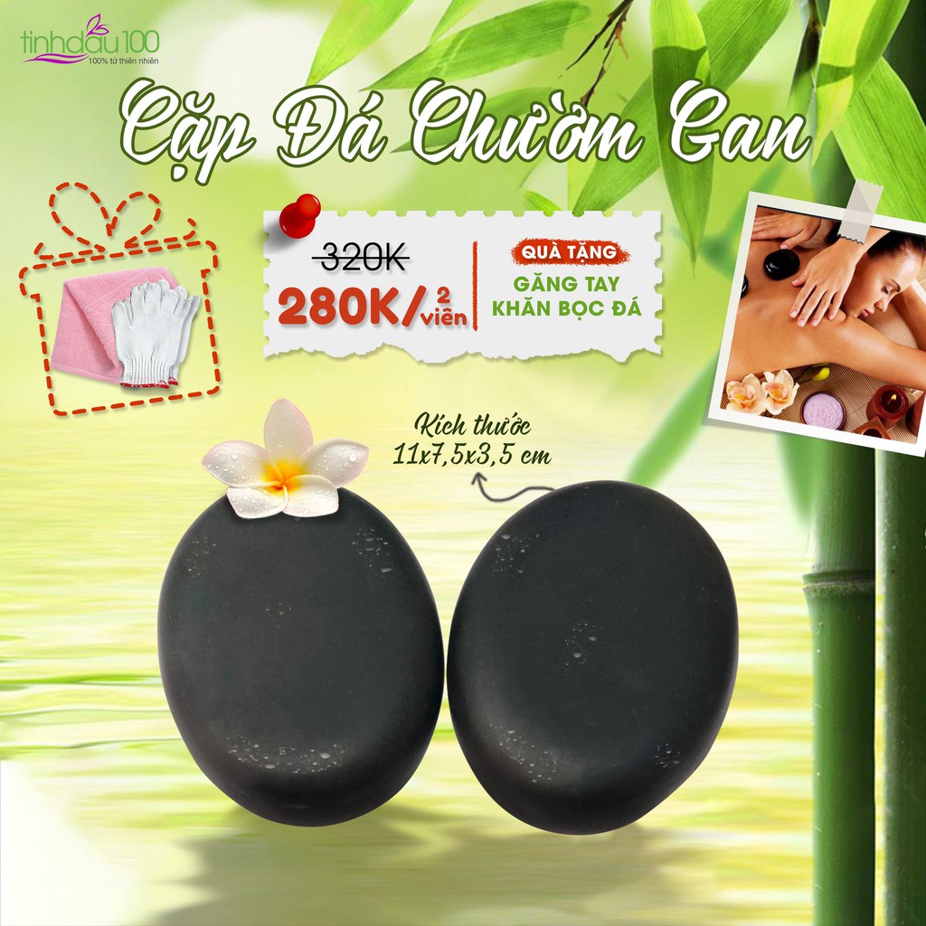 Cặp Đá nóng chườm gan, đá massage body tự nhiên đã được kiểm nghiệm 500g. Bảo hành 1 năm Tinh Dầu 100 Store