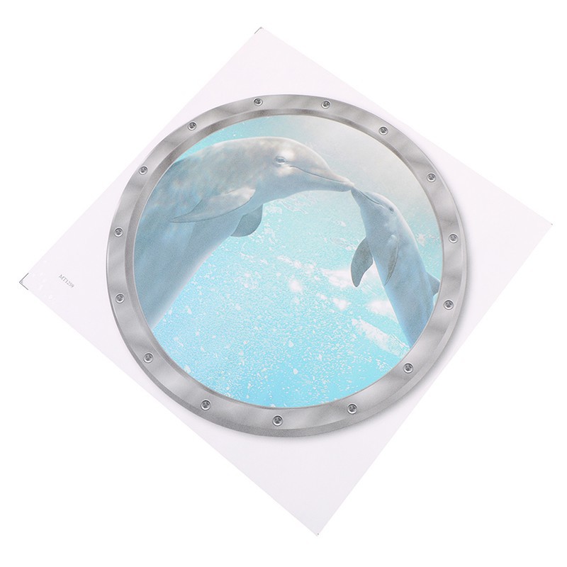Miếng Dán Tường Vinyl Hình Cá Heo 3D