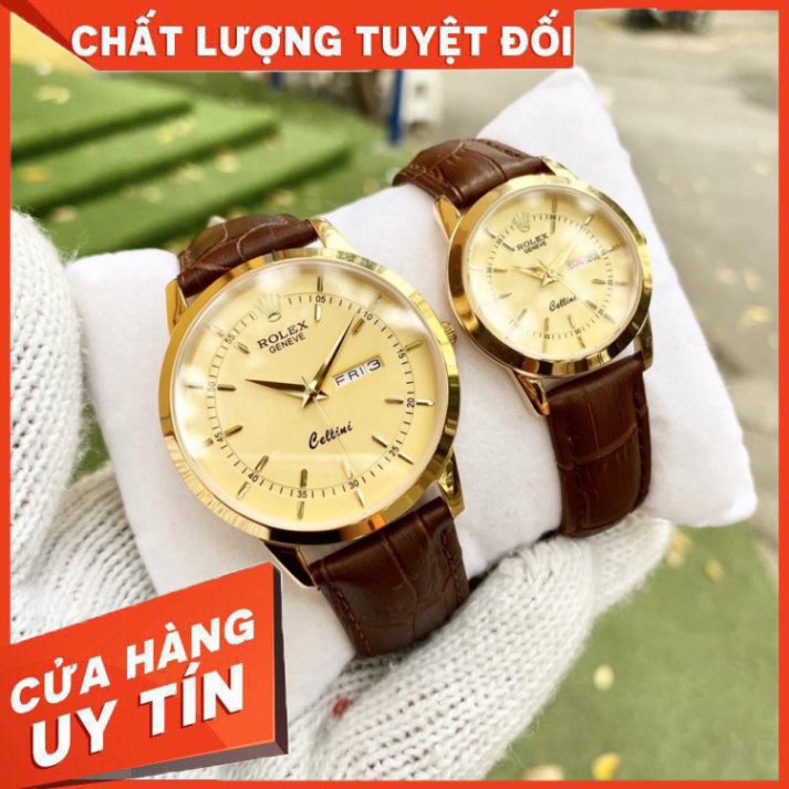 Đồng Hồ Đôi RoLex Sapphire R028 Case 38mm Mặt trơn 2 lịch Máy Pin Nhật