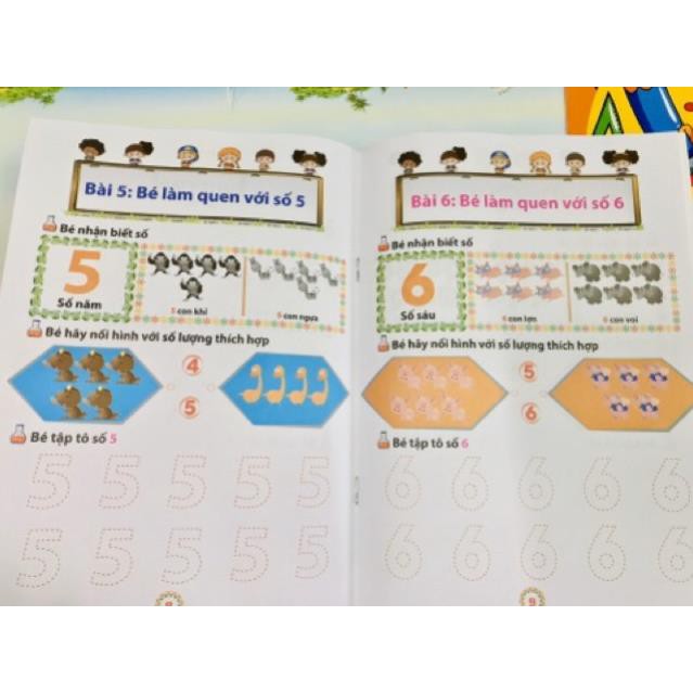 [FREESHIP] [❤️ Tặng 2 bút chì ❤️] Set 8q tô màu , tô chữ , luyện tư duy cho bé từ 4-5 tuổi CAP CẤP