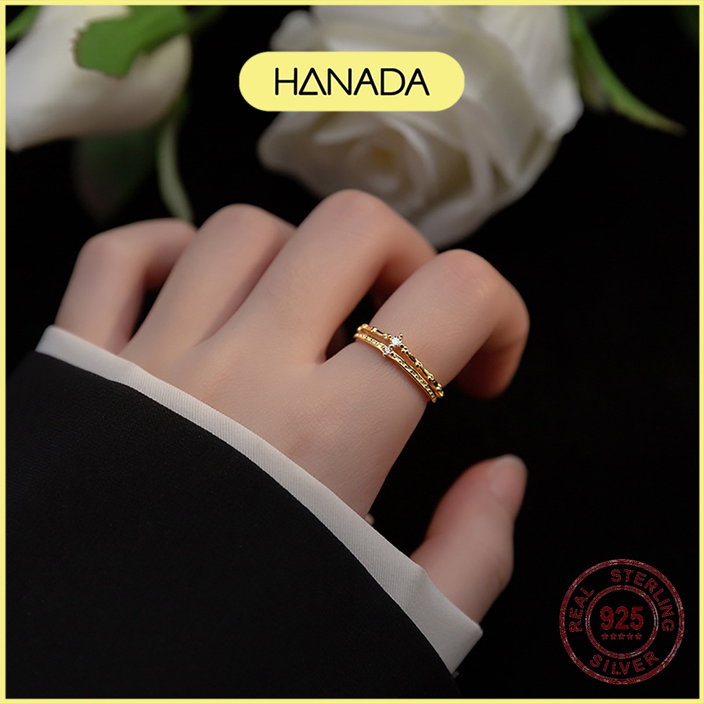 Nhẫn Bạc 925 Hanada Vương Miệng 2 Chiếc Đôi 0559 N6