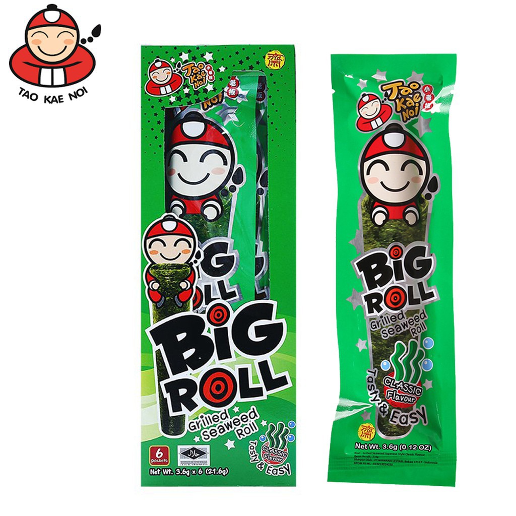 Snack Rong biển TaoKaeNoi BIG ROLL nhiều vị hộp 6 gói (3g)