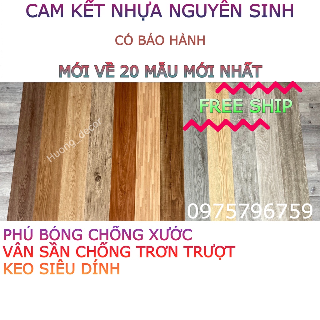 Combo 1 mét vuông sàn nhựa giả gỗ loại 1 có sẵn keo Vân sần, độ dày đủ 2mm