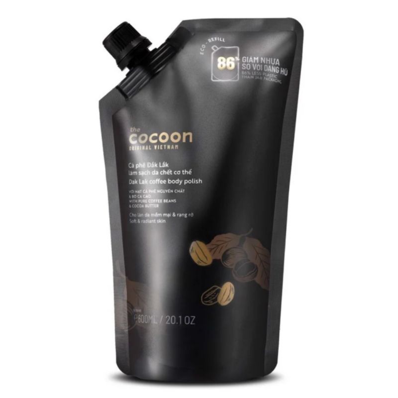 Túi Refill - Cà phê Đắk Lắk làm sạch da chết cơ thể Cocoon cho làn da mềm mại & rạng rỡ 600ml