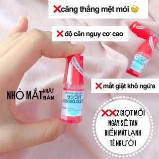 Nước nhỏ mắt Sancoba 0.02% 5ml Nhật Bản - Hỗ trợ người cận thị - Điều tiết chứng mỏi mắt, rối loạn điều tiết