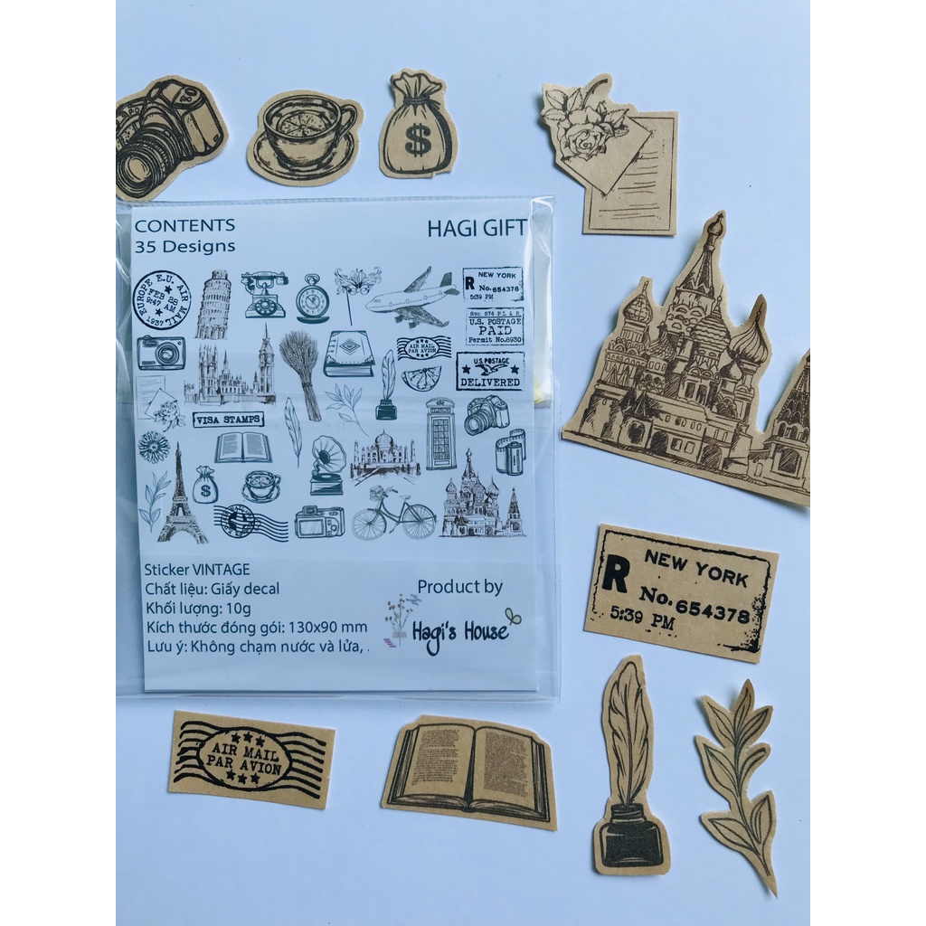 Nhãn dán sổ tay chủ đề du lịch, trang trí scrapbook