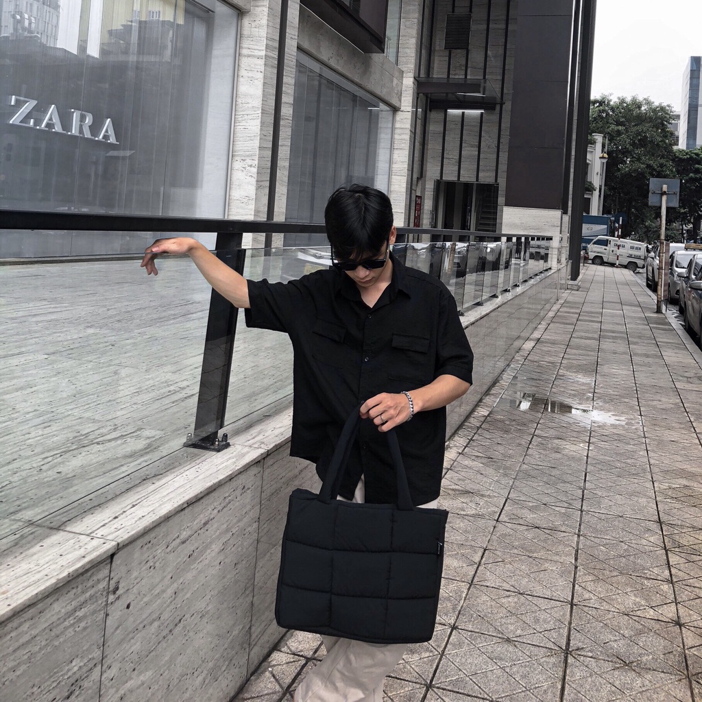Túi tote vải đeo chéo trần bông, túi đeo chéo kẻ caro SLYOUR