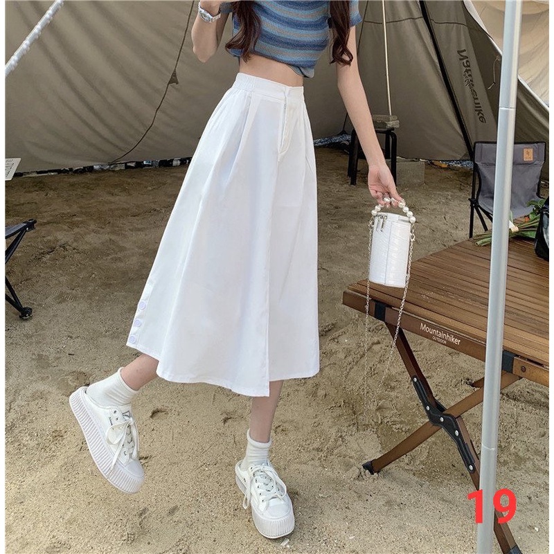 Chân váy ulzzang nữ  form dáng xoè dài xếp ly kiểu mẫu mới nhất
